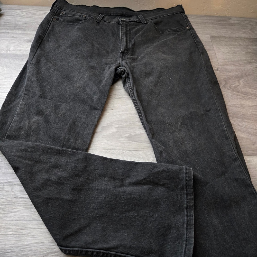 Levi's 514 Black Jeans Size 38x30 Straight Fit WaterLess Faded Denim Casual